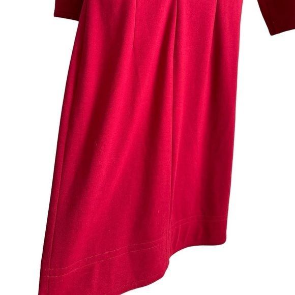 Coldwater Creek Red Ruffled Neckline 3/4 Sleeve dress Size 8 - Picture 7 of 15